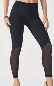Fabletics Black High-Waisted Mesh Leggings XXS